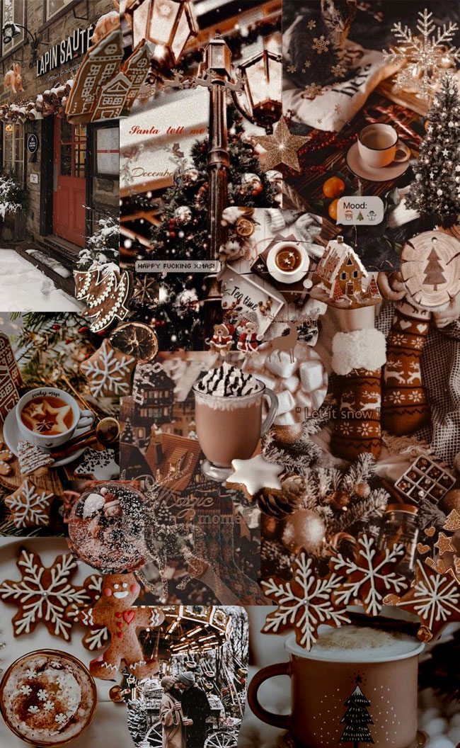 20+ Christmas Collage Aesthetic Ideas : Dark Brown Christmas Collage