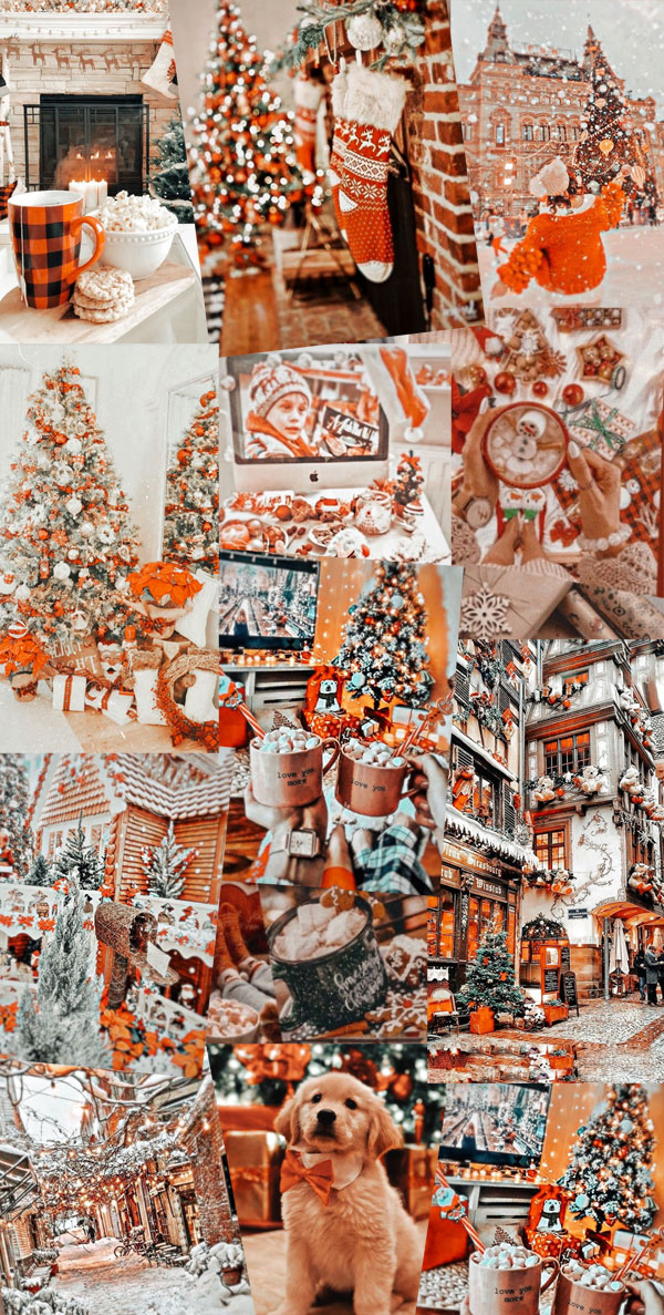 20+ Christmas Collage Aesthetic Ideas : Orange Christmas Collage