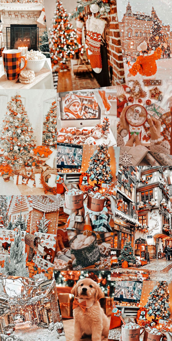 20+ Christmas Collage Aesthetic Ideas : Orange Christmas Collage for iPhone  & Phone 1 - Fab Mood