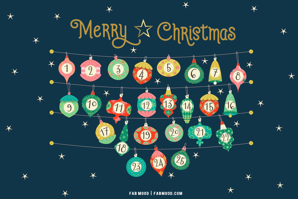 10+ Christmas Calendar Wallpapers : Bauble Advent Calendar For iPad, Tabet, PC & Laptop
