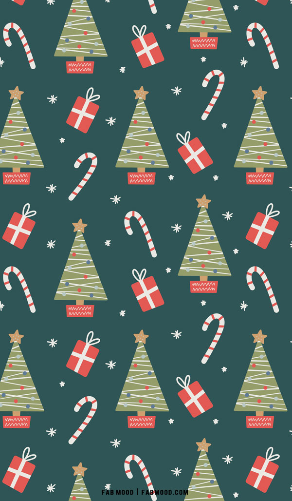 30+ Christmas Aesthetic Wallpapers : Candy Cane, Present & Christmas Tree Wallpaper for Phone
