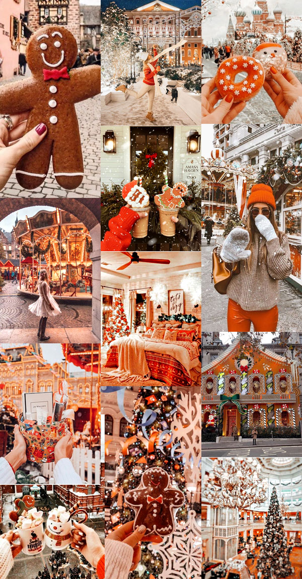 20+ Christmas Collage Aesthetic Ideas : Orange Christmas Collage for iPhone  & Phone 1 - Fab Mood