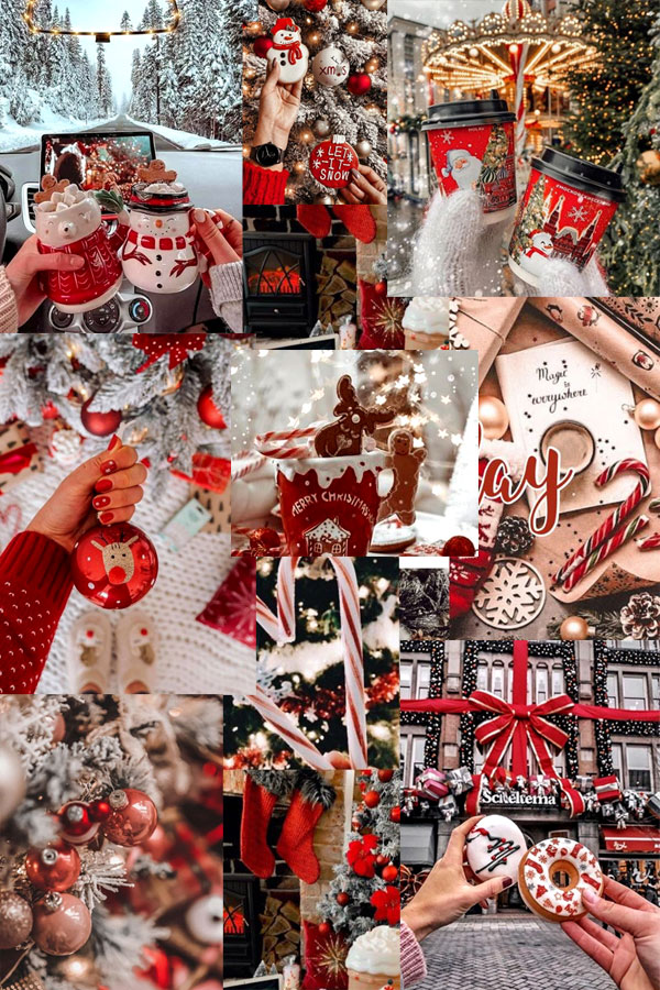 20+ Christmas Collage Aesthetic Ideas : Let It Snow Red Collage