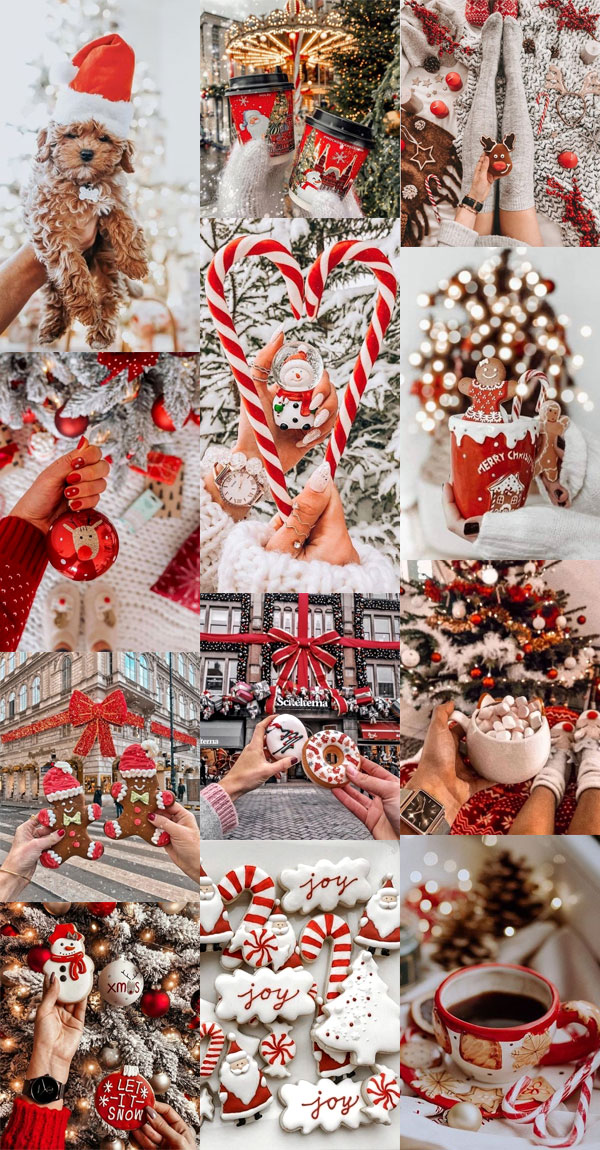 20+ Christmas Collage Aesthetic Ideas : Red and White Collage