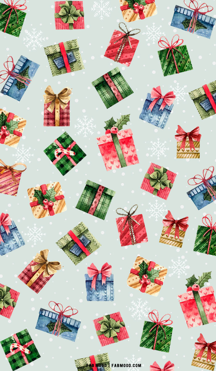 30+ Christmas Aesthetic Wallpapers : Mix & Match Presents Wallpaper