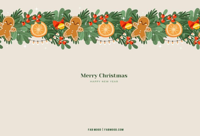 30+ Christmas Aesthetic Wallpapers : Garland Wallpaper for Desktop 1 ...