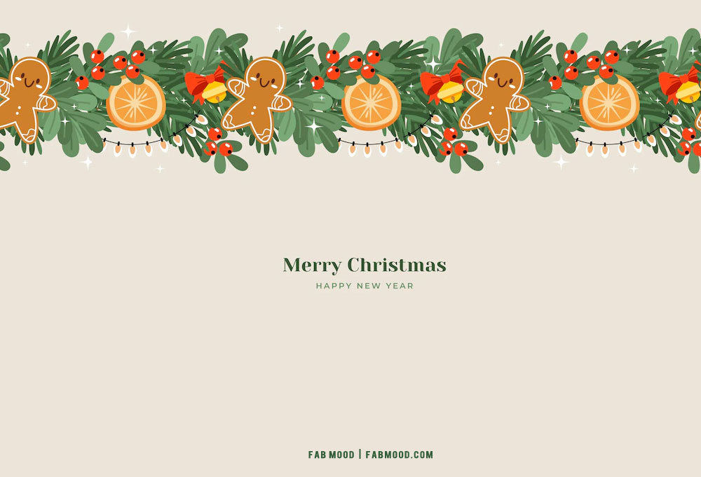 30+ Christmas Aesthetic Wallpapers : Garland Wallpaper for Desktop