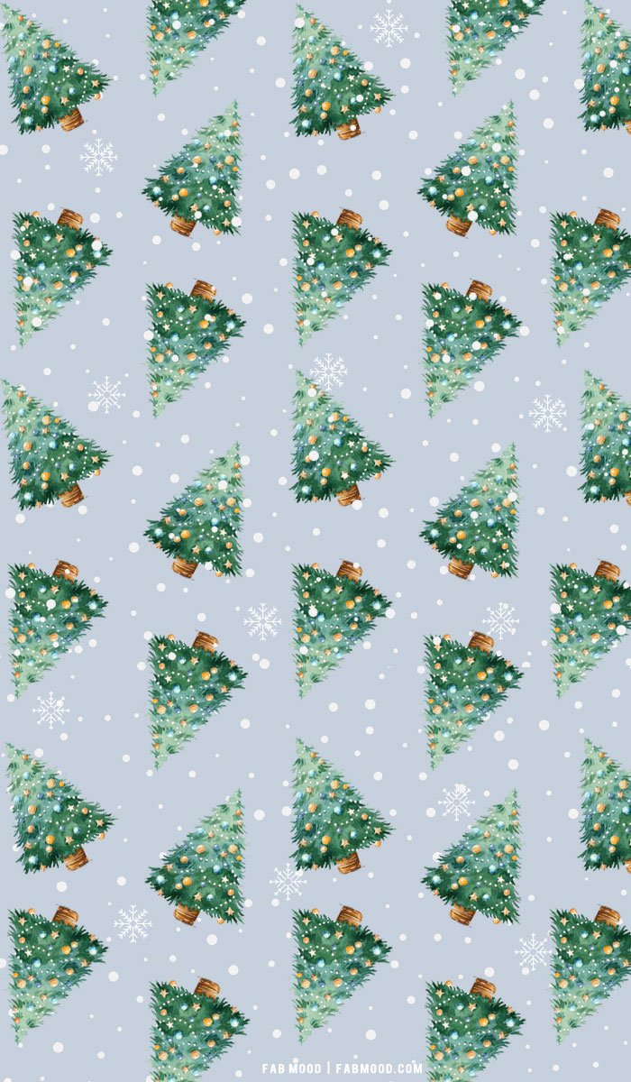 30+ Christmas Aesthetic Wallpapers : Christmas Trees Blue Background