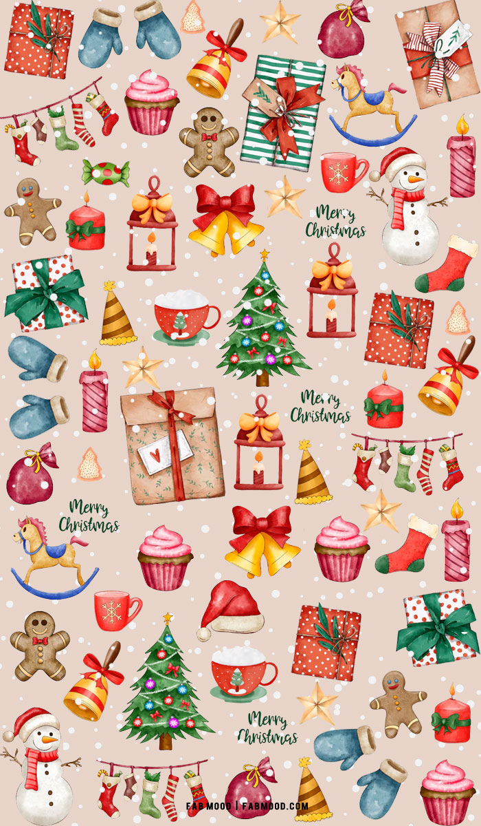 30+ Christmas Aesthetic Wallpapers : Vintage Christmas Item Wallpaper for iPhone