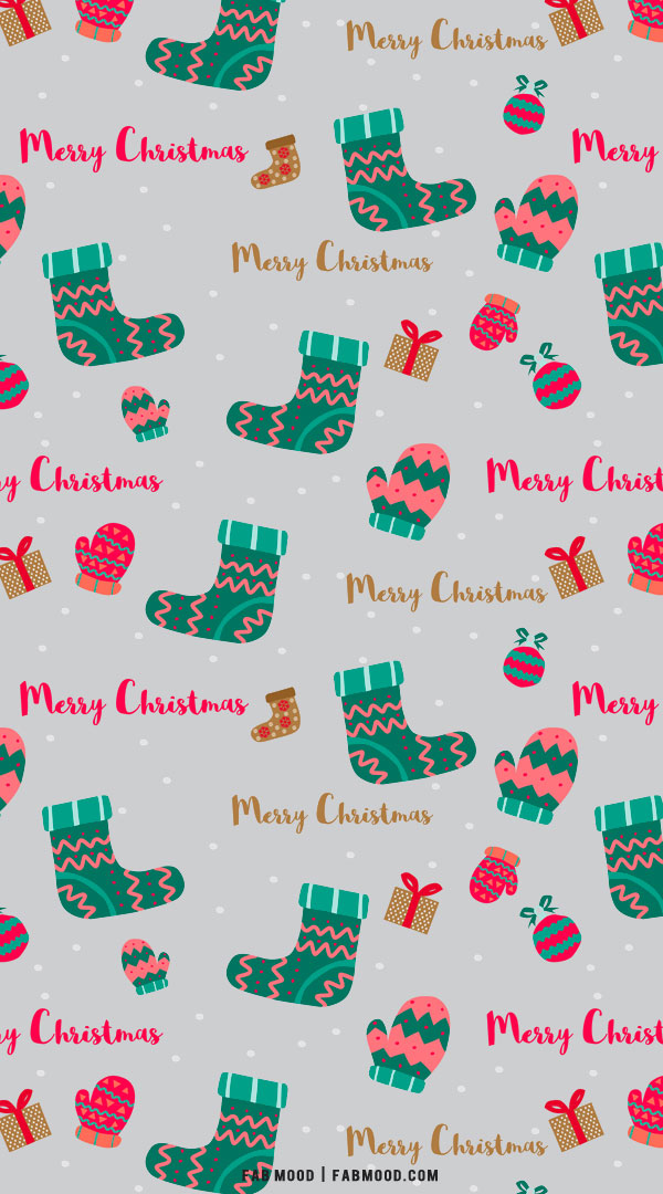 30+ Christmas Aesthetic Wallpapers : Cozy Sock Grey Background
