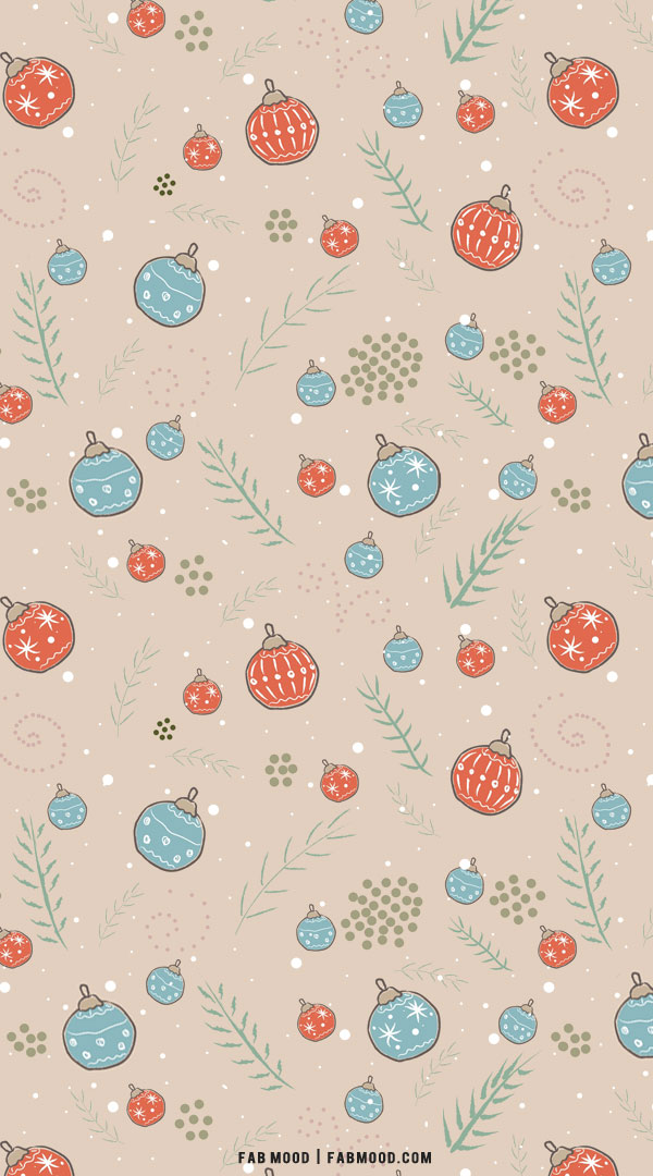 30+ Christmas Aesthetic Wallpapers : Bauble Neutral Wallpaper