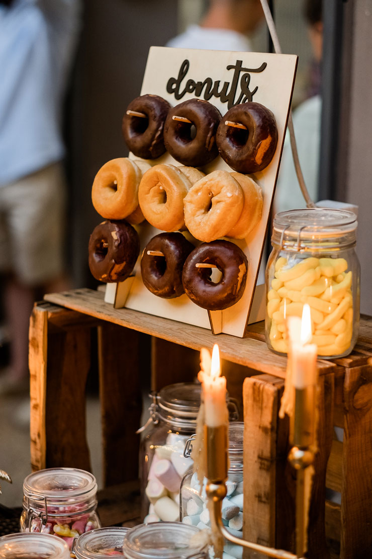 wedding dessert table, donut bar wedding