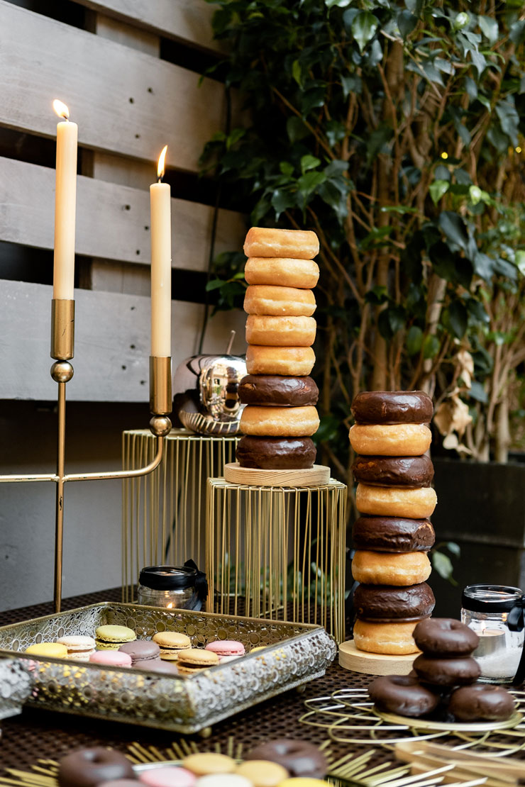wedding dessert table, donut bar wedding