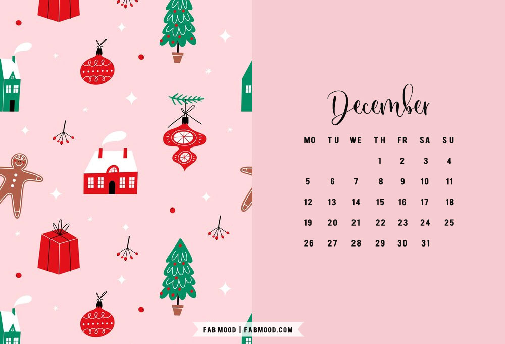 10+ Christmas Calendar Wallpapers : December Calendar Pink Wallpaper