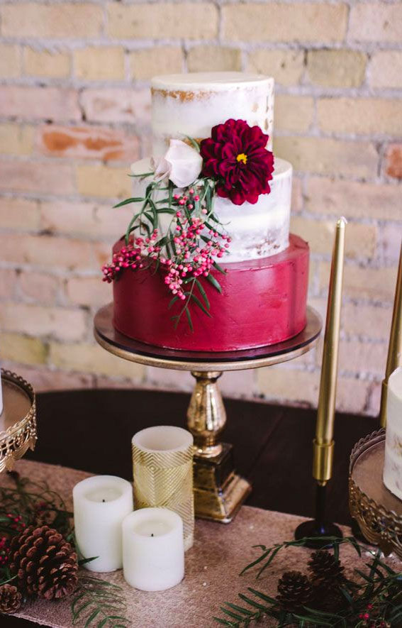 viva magenta wedding cake, ruffled wedding cake, wedding cake ideas