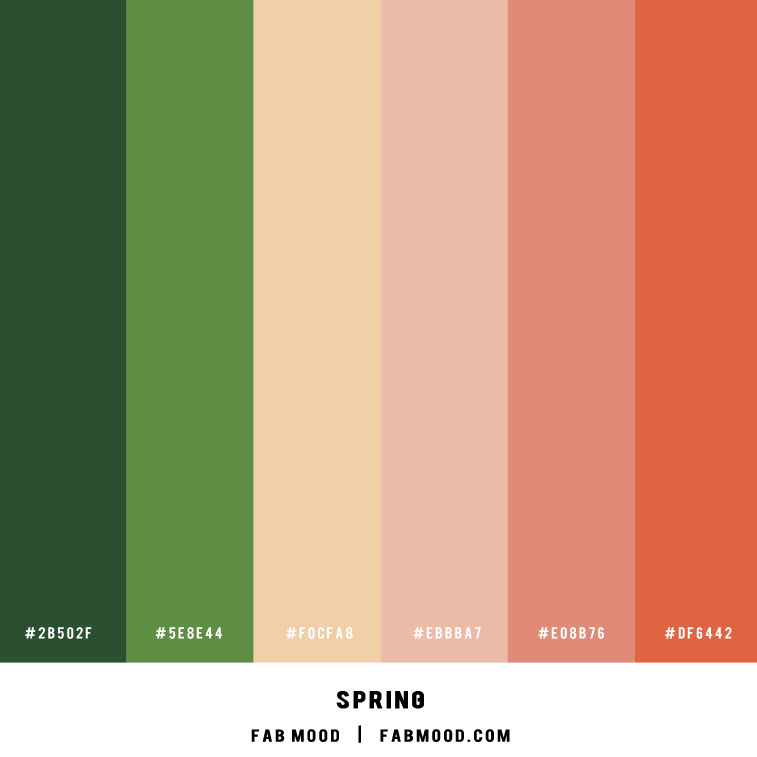 color scheme, color combo, color combination, pinkish and blue green color combo, green and pinkish orange, spring color combination, green color combination, pinkish color combo, brown brick color combination