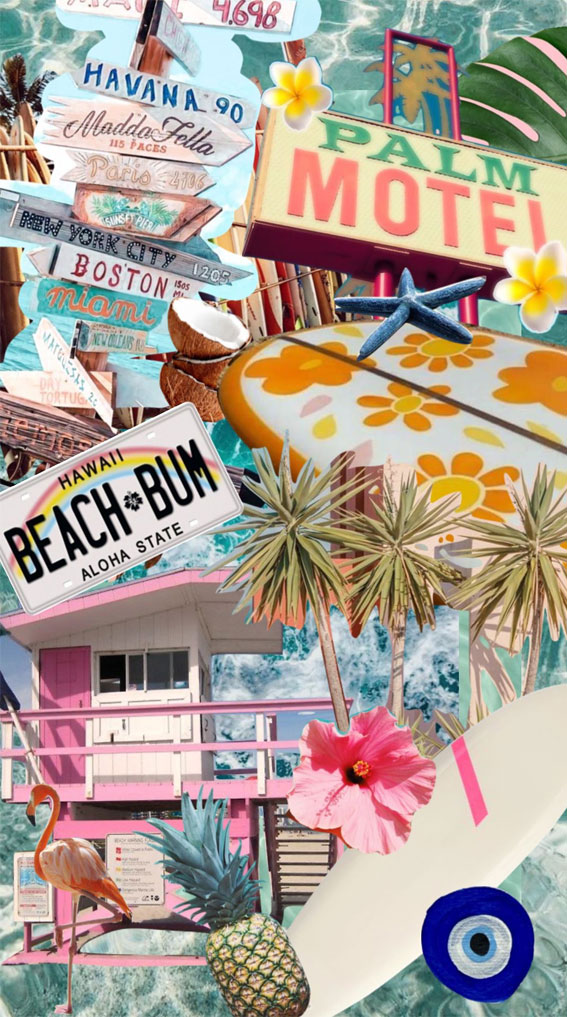 50+ Summer Mood Board Wallpapers : Havana Hawaii Beach Bum