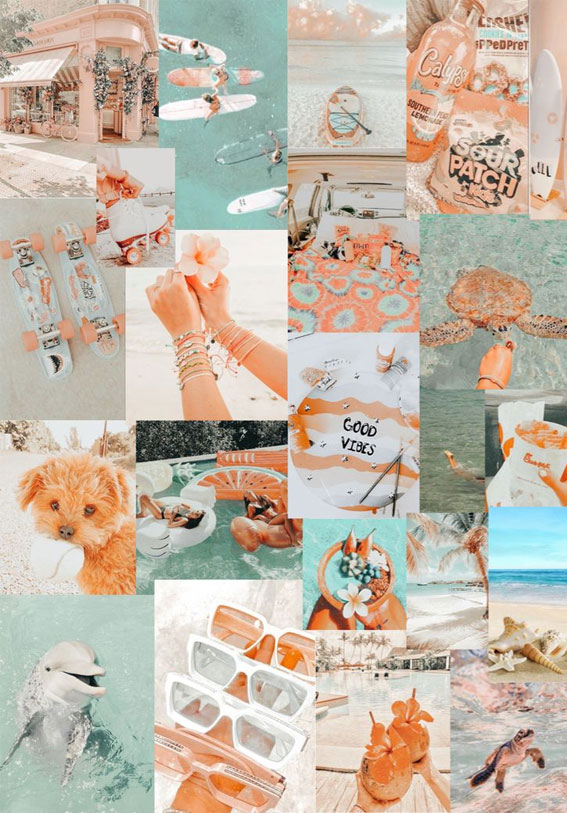 50+ Summer Mood Board Wallpapers : Peach & Turquoise Beach Vibe