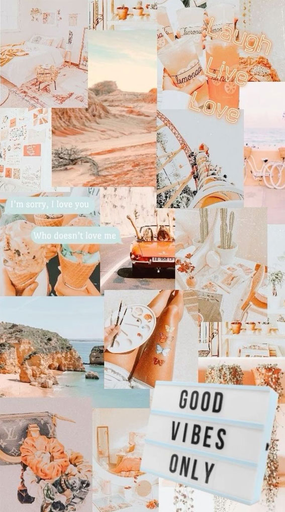 50+ Summer Mood Board Wallpapers : Soft Peach Good Vibes Only