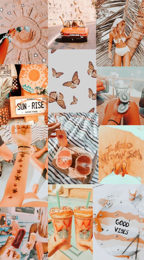 50+ Summer Mood Board Wallpapers : Beach, Good Vibes Only Peach Tone 1 ...