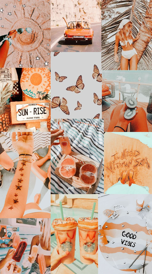 50+ Summer Mood Board Wallpapers : Beach, Good Vibes Only Peach Tone