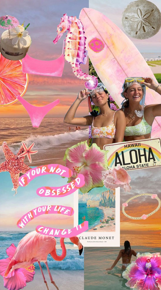 50+ Summer Mood Board Wallpapers : Pink Hawaii Aloha
