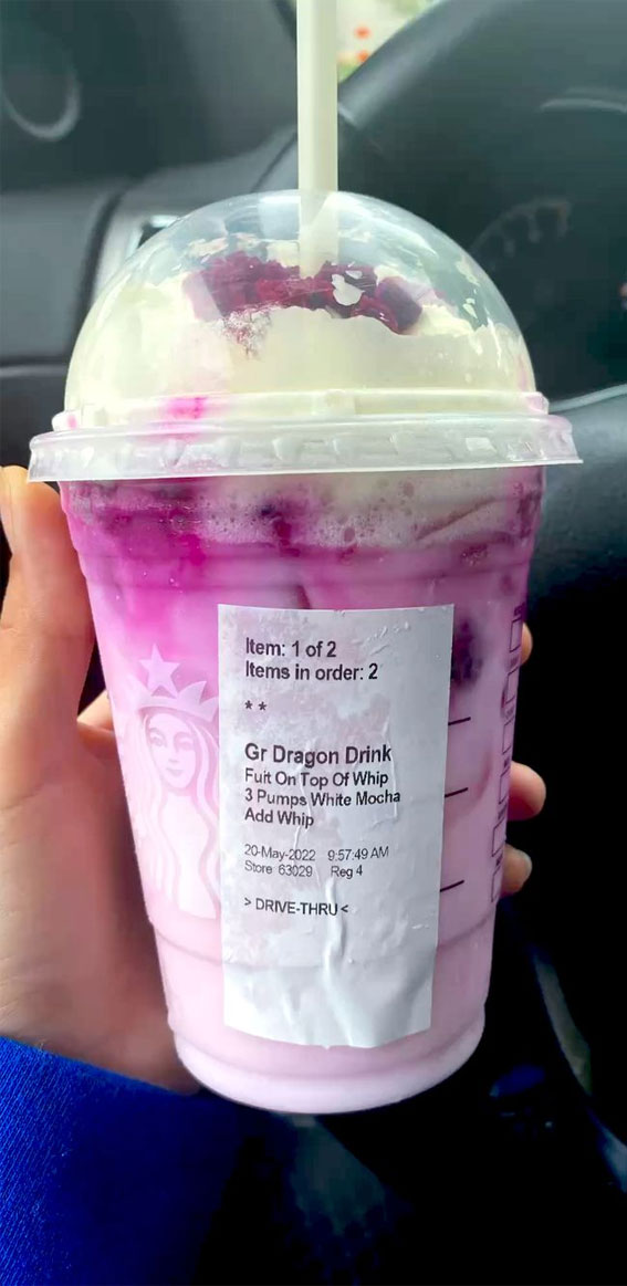 50+ Starbucks Drinks For Your Next Order : Dragon Fruit Drink + White Mocha
