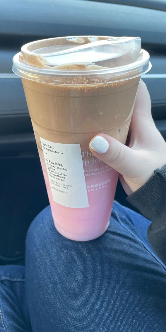 50+ Starbucks Drinks For Your Next Order : Trenta Pink Drink Topped with Mocha Cream Foam