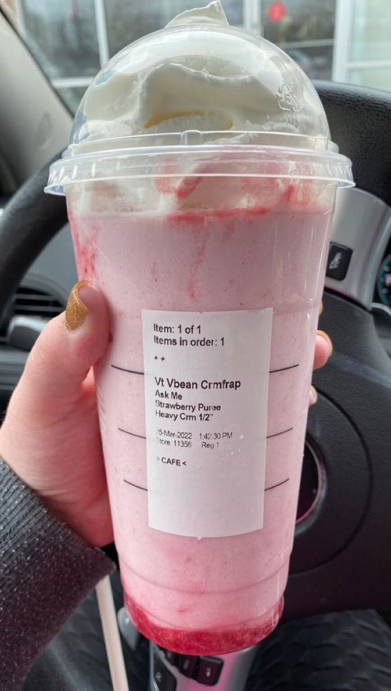 50+ Starbucks Drinks For Your Next Order : Heavy Cream Strawberry Frappuccino