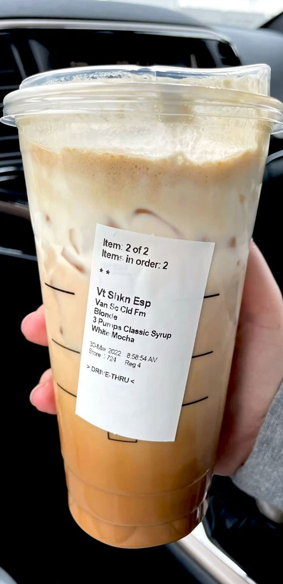 50+ Starbucks Drinks For Your Next Order : Iced Blonde Espresso + White Mocha