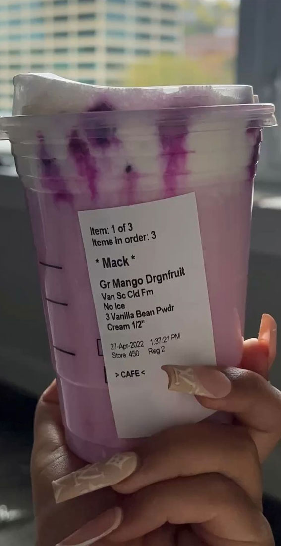 50+ Starbucks Drinks For Your Next Order : Mango Dragonfruit Cold Foam