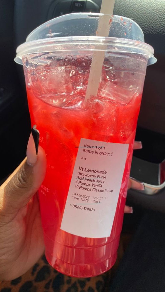 50+ Starbucks Drinks For Your Next Order : Peach Juice & Strawberry Puree
