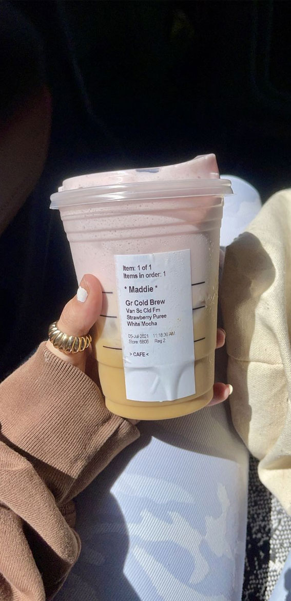 50+ Starbucks Drinks For Your Next Order : Grande Cold Brew + White Mocha