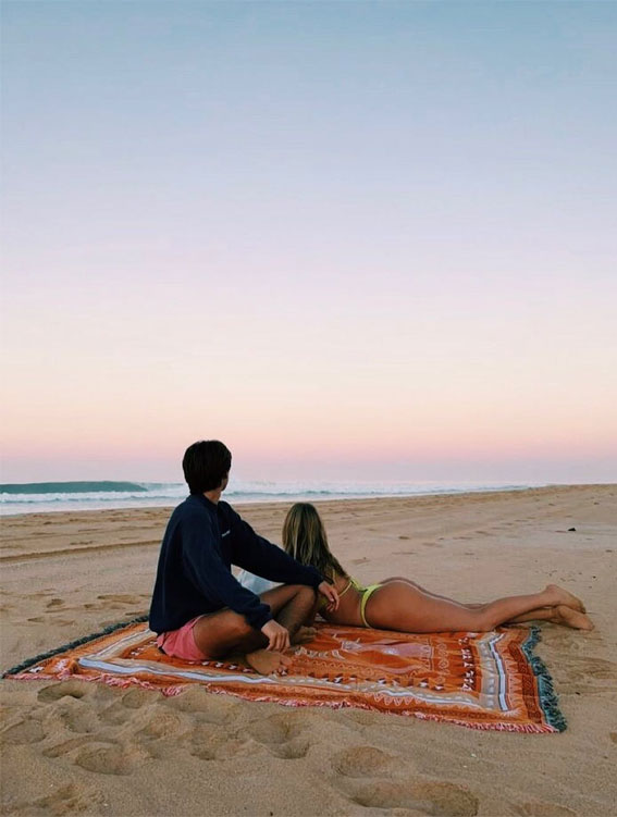 Embrace the Beauty of an Aesthetic Summer : Couple on Beach