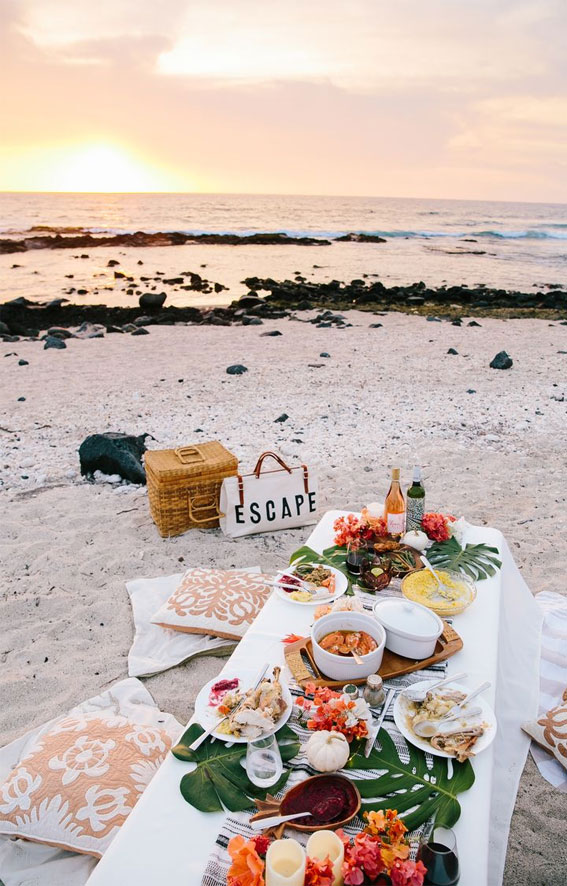 Captivating Moments in an Aesthetic Summer : Escape and picnic on the beach