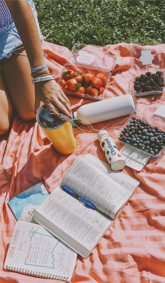 Captivating Moments in an Aesthetic Summer : Books & Summer Fruits