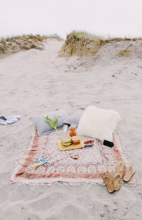 Captivating Moments in an Aesthetic Summer : Boho Picnic on the Beach