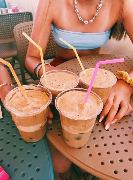 Captivating Moments in an Aesthetic Summer : Four Iced Coffee