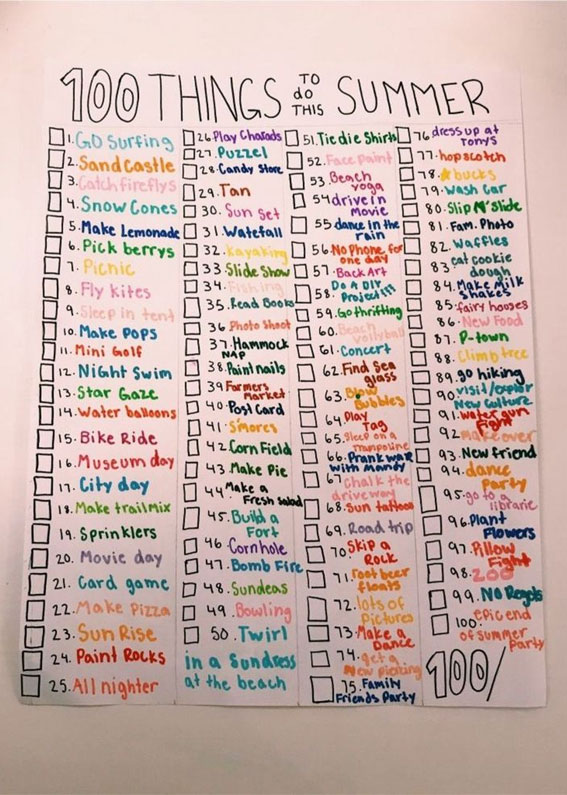 100 Summer Bucket List Ideas