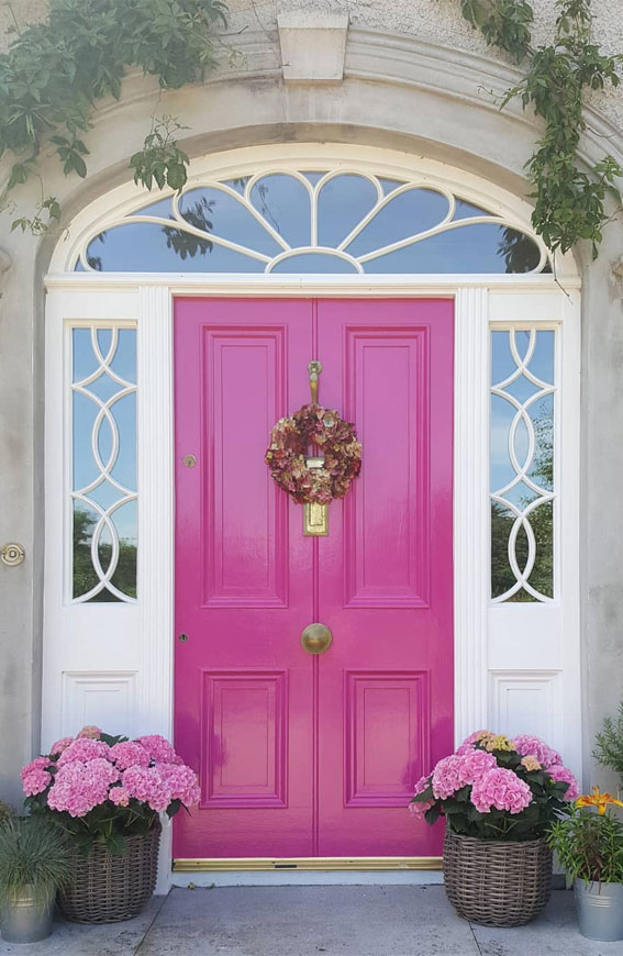 front doors, pink door, entrance doors, front door colors, classic door color, front door paint color pictures, black front door