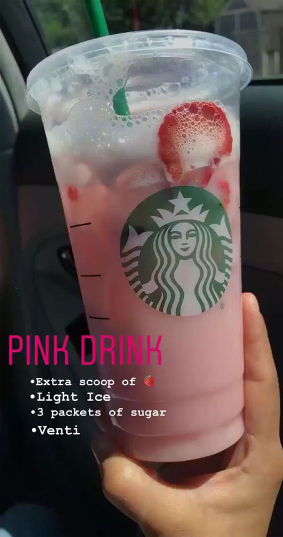 50 Mix n Match Flavors Starbucks Creations : Pink Drink with Extra Ice