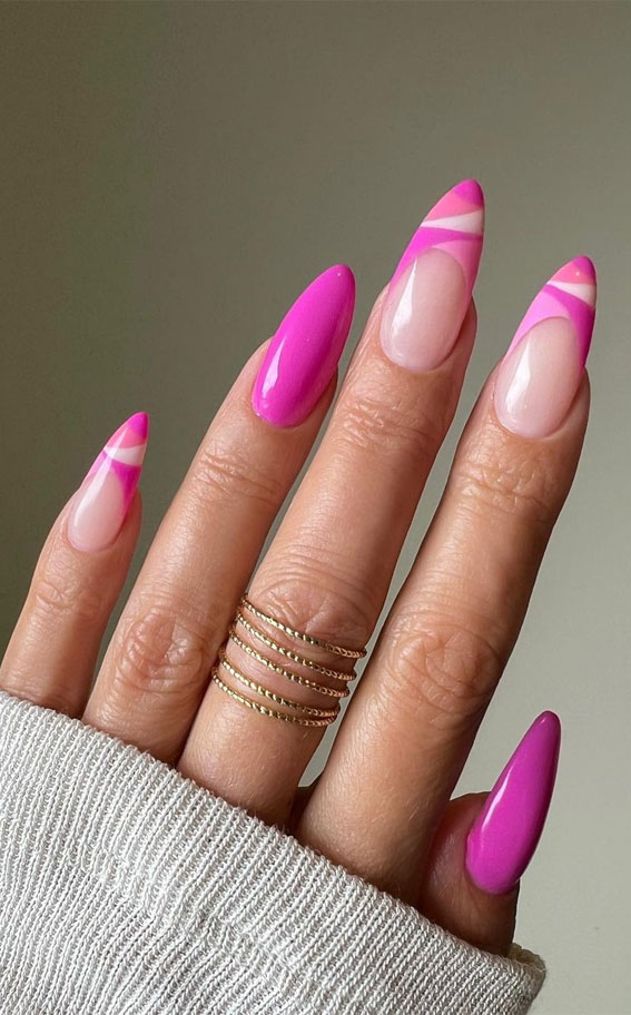 pink french tips, pink french nails, nail art, nail ideas, pink french nails