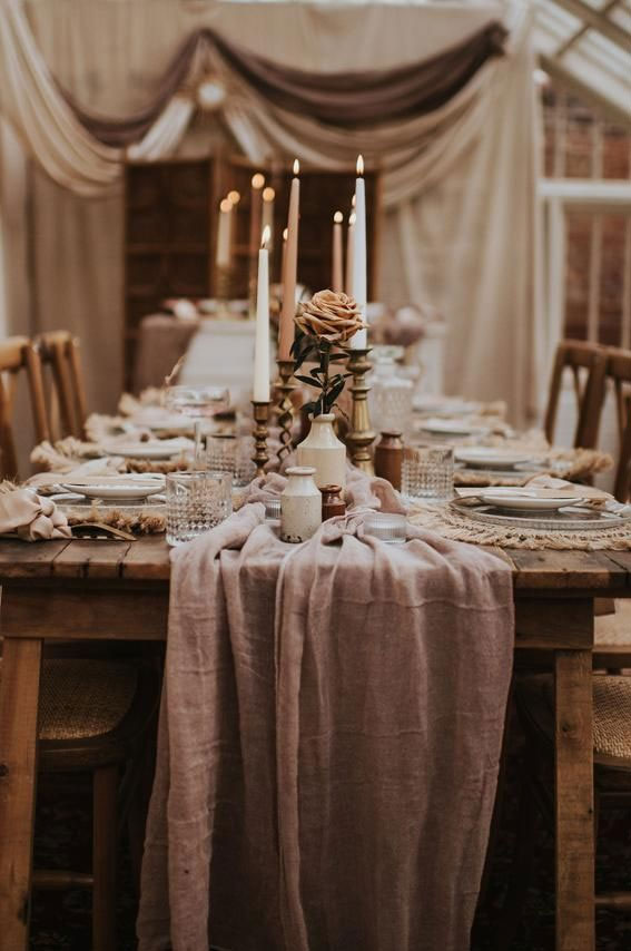 Mauve Wedding Table Runner, Mauve Wedding Reception Table
