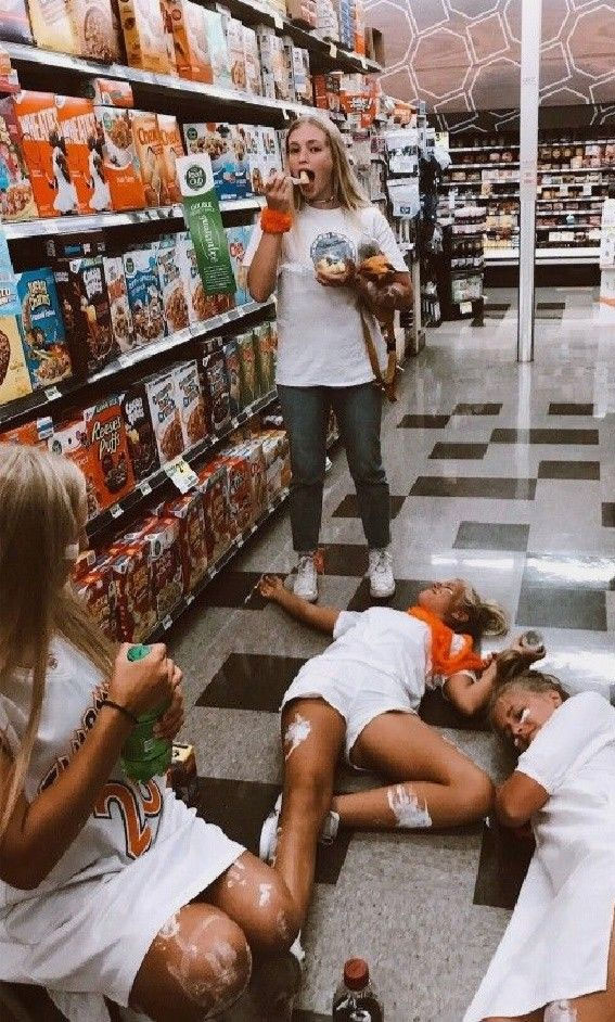 Sun-Kissed Summers Embracing the Aesthetics of a Radiant Season : Crazy Fun with Friends in Supermarket
