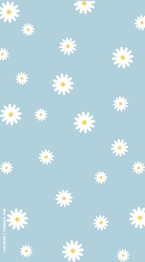 aesthetic daisies blue background, Simple Blue Wallpaper, Blue Wallpaper for Phone, Blue Wallpaper for iPhone, Blue Wallpaper Aesthetic, aesthetic blue wallpaper 