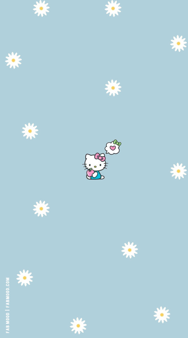 40 Blue Wallpaper Designs for Phone : Daisies & Hello Kitty 1 - Fab Mood