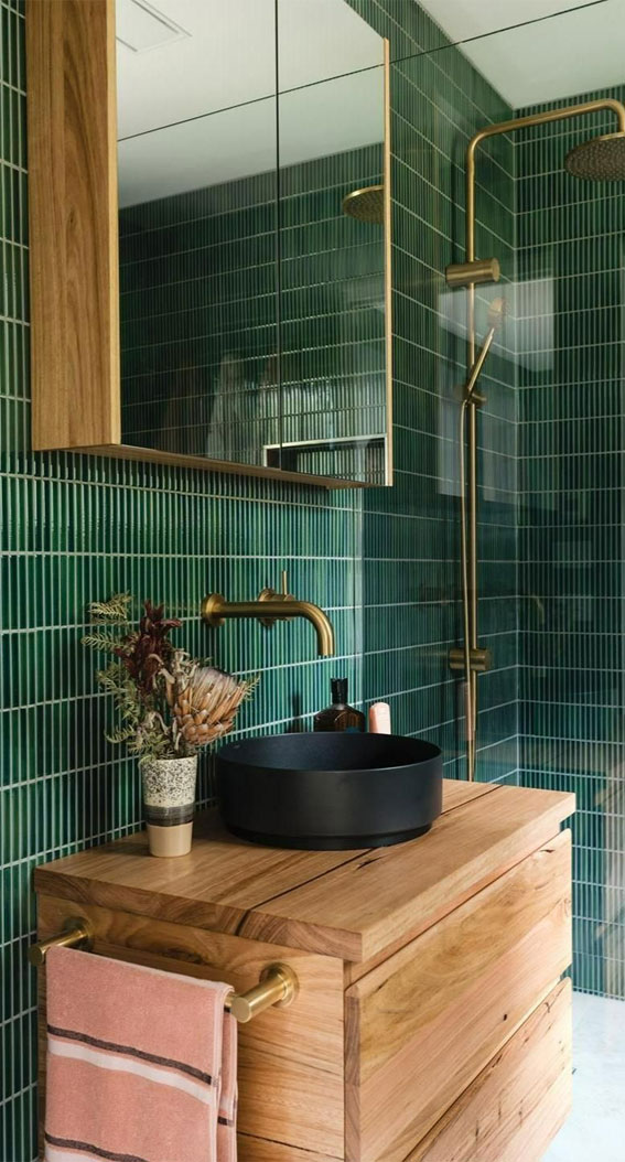 Green Bathroom, Green Bathroom Tiles, sage green bathroom, dark green bathroom, green bathroom wall, green bathroom design