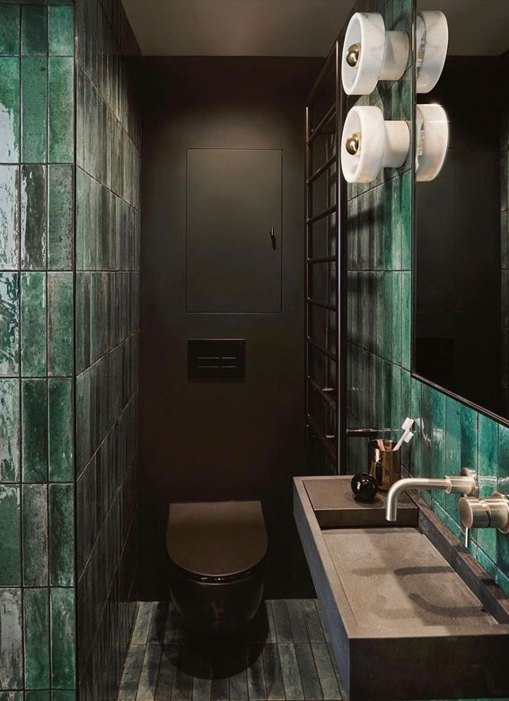 Green Bathroom, Green Bathroom Colour, Green Bathroom Tiles, sage green bathroom, dark green bathroom, green bathroom wall, green bathroom design, deep forest bathroom tiles