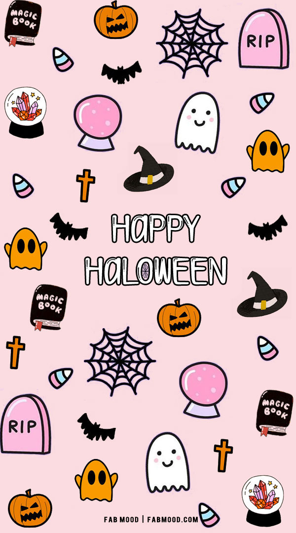Spooktacular Halloween Wallpapers Good Ideas for Every Device : Happy Halloween Pink Wallpaper