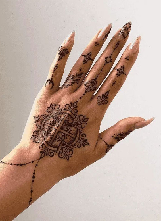 59 Timeless Pattern and Artistry Henna Designs : Mandalas Charm & Finger Ornaments